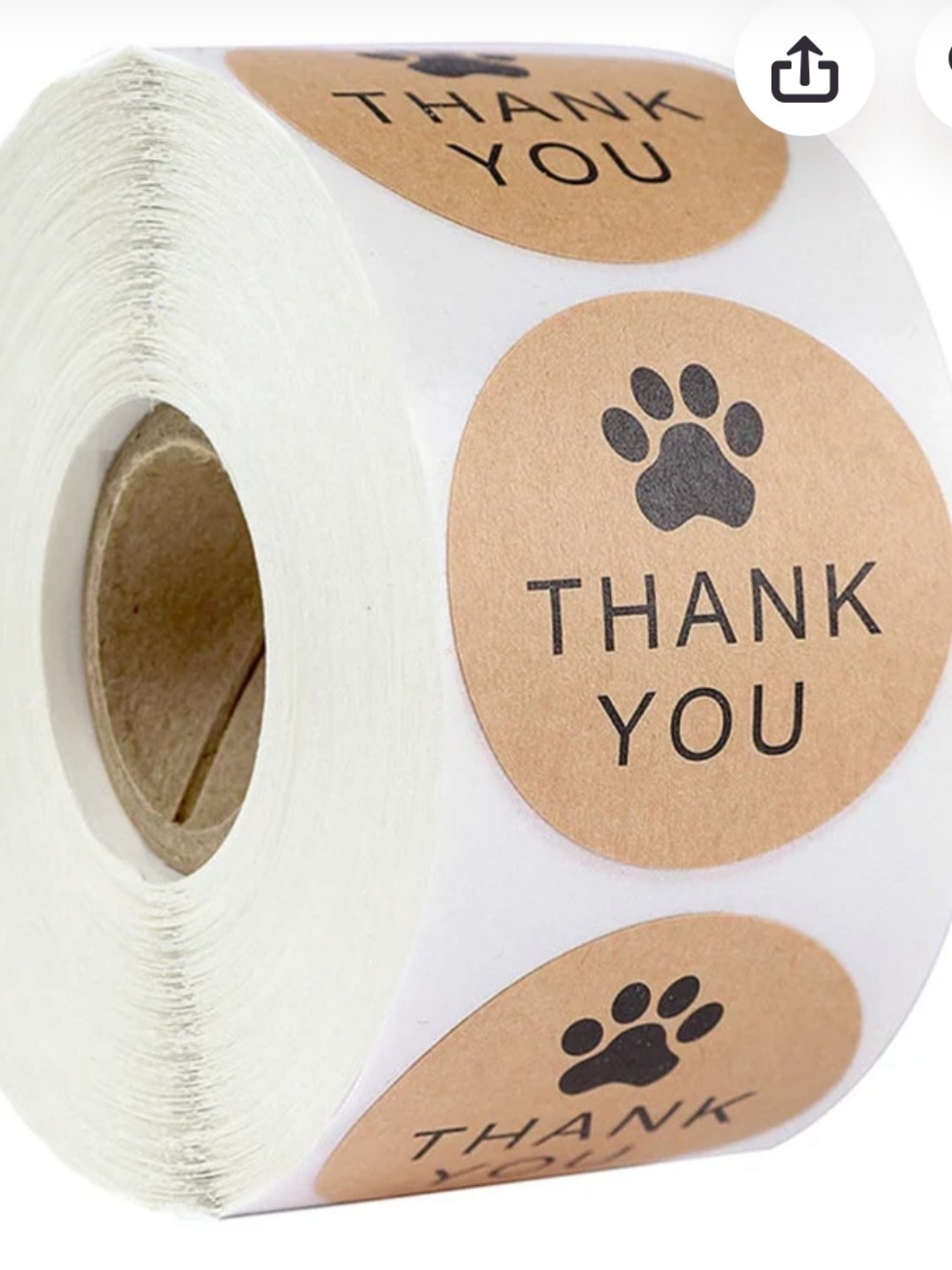 Paw Print Thank You Stickers Roll NWT